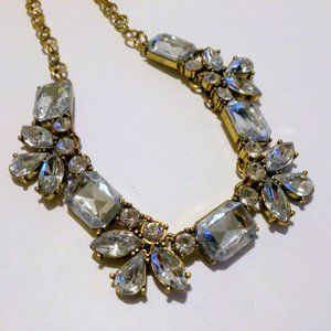 Signed ICING Brass Tone Rhinestone Statement Necklace *
